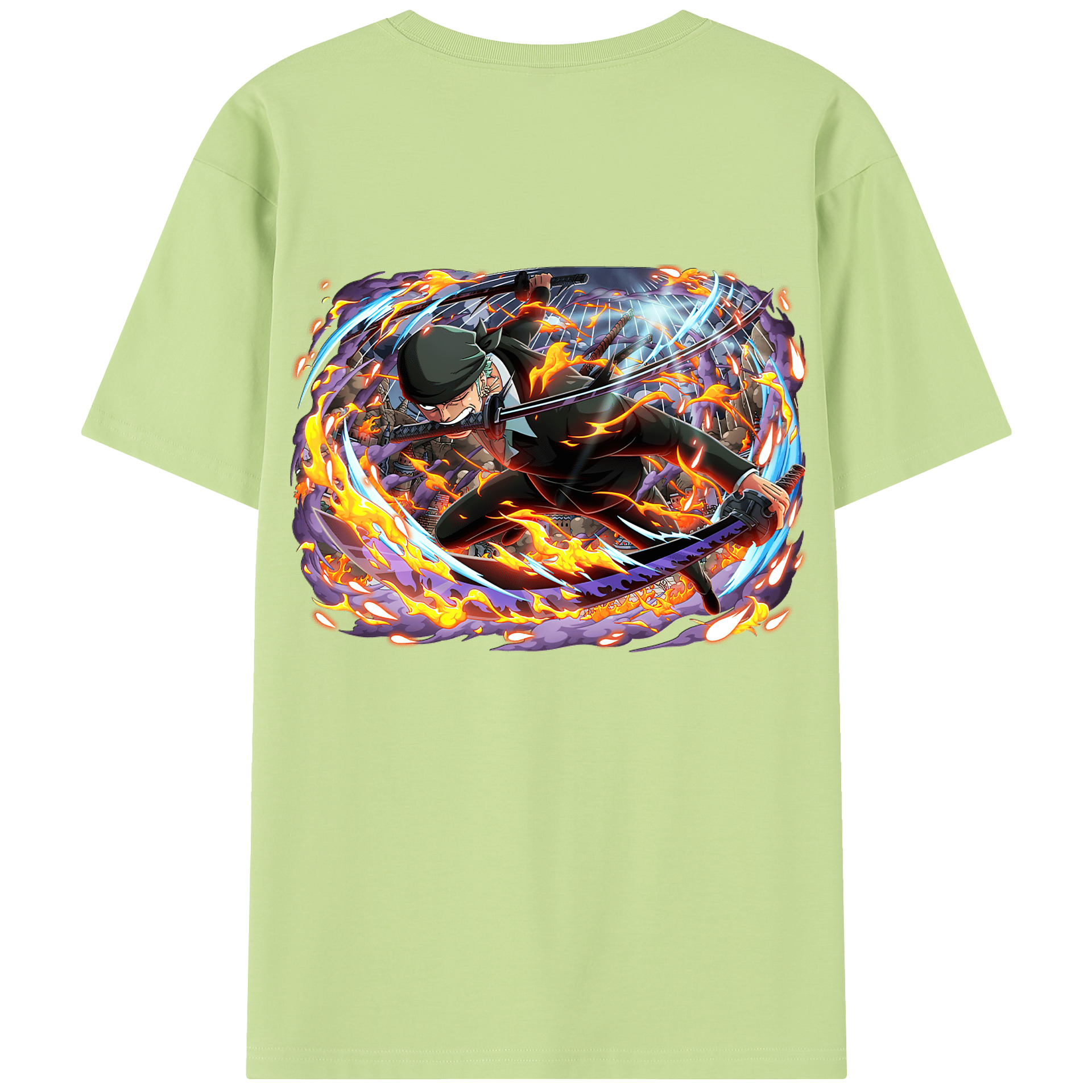 ワンピース ロロノア・ゾロ ONE PIECE Roronoa Zoro 綿100％半袖Tシャツ（背面プリント）